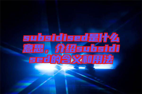 subsidised是什么意思，介紹subsidised的含義和用法