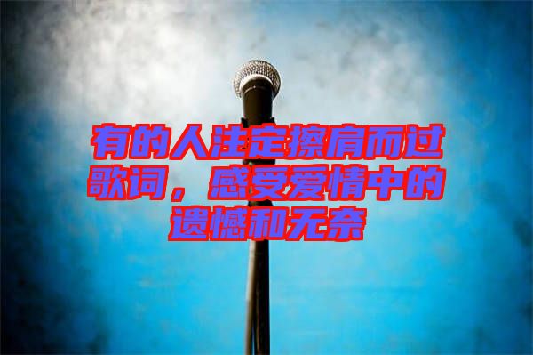有的人注定擦肩而過(guò)歌詞，感受愛(ài)情中的遺憾和無(wú)奈