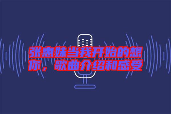 張惠妹當我開始的想你，歌曲介紹和感受