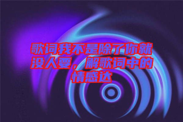 歌詞我不是除了你就沒(méi)人要，解歌詞中的情感達(dá)