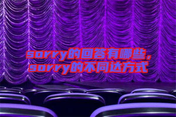 sorry的回答有哪些，sorry的不同達(dá)方式