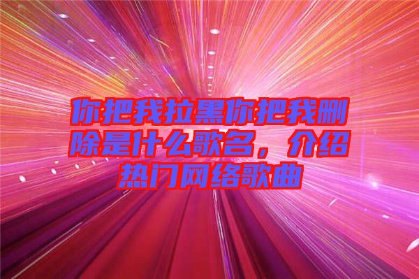 你把我拉黑你把我刪除是什么歌名，介紹熱門網(wǎng)絡歌曲
