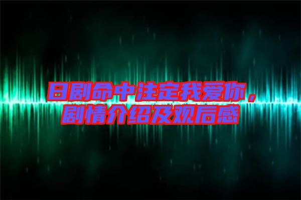 日劇命中注定我愛你，劇情介紹及觀后感