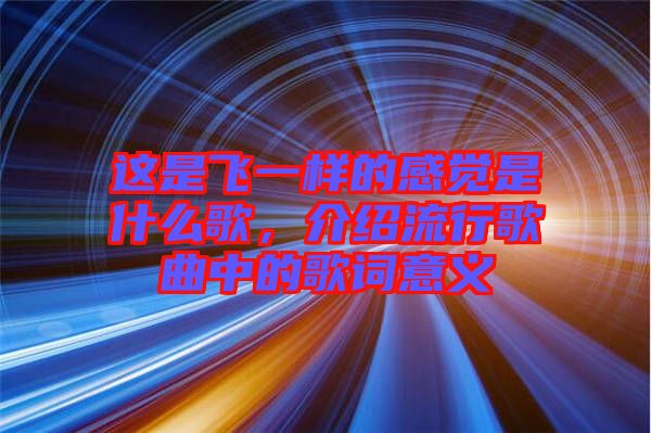 這是飛一樣的感覺是什么歌，介紹流行歌曲中的歌詞意義