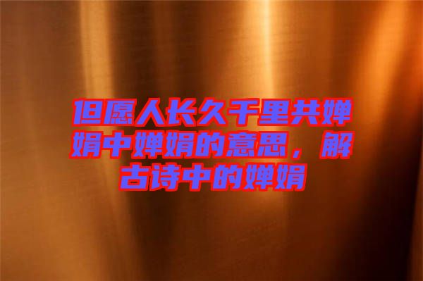 但愿人長(zhǎng)久千里共嬋娟中嬋娟的意思，解古詩(shī)中的嬋娟