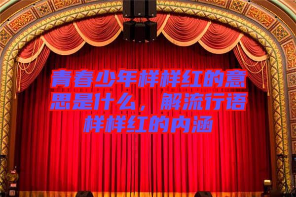 青春少年樣樣紅的意思是什么，解流行語樣樣紅的內(nèi)涵