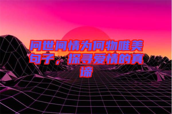 問世間情為何物唯美句子，探尋愛情的真諦