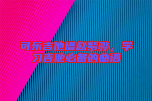 可樂吉他譜趙紫驊，學習吉他必備的曲譜