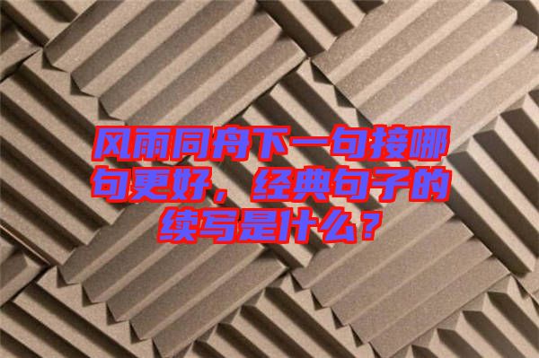 風(fēng)雨同舟下一句接哪句更好，經(jīng)典句子的續(xù)寫是什么？