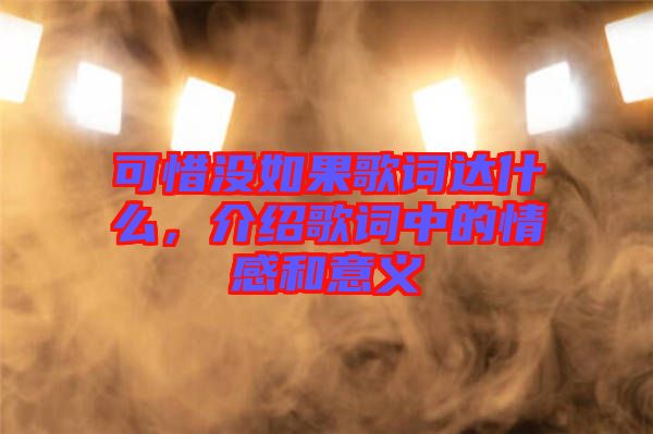 可惜沒如果歌詞達什么，介紹歌詞中的情感和意義