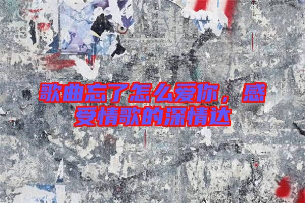 歌曲忘了怎么愛你，感受情歌的深情達(dá)