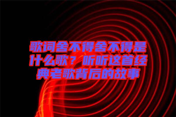 歌詞舍不得舍不得是什么歌？聽聽這首經(jīng)典老歌背后的故事