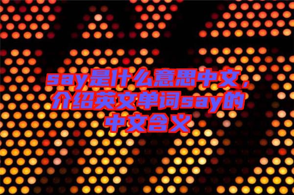 say是什么意思中文，介紹英文單詞say的中文含義