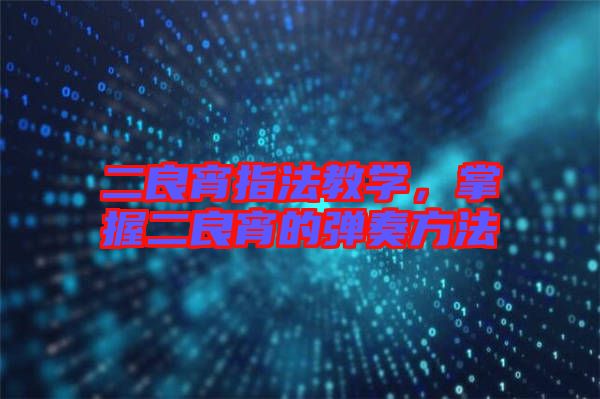二良宵指法教學(xué)，掌握二良宵的彈奏方法