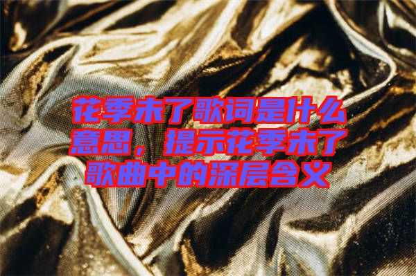 花季未了歌詞是什么意思，提示花季未了歌曲中的深層含義