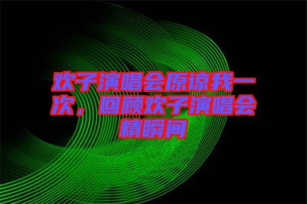 歡子演唱會原諒我一次，回顧歡子演唱會精瞬間