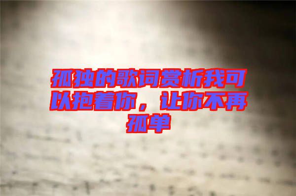 孤獨(dú)的歌詞賞析我可以抱著你，讓你不再孤單