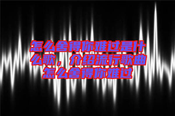 怎么舍得你難過是什么歌，介紹流行歌曲怎么舍得你難過
