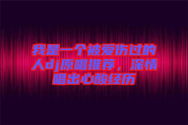 我是一個(gè)被愛(ài)傷過(guò)的人dj原唱推薦，深情唱出心酸經(jīng)歷