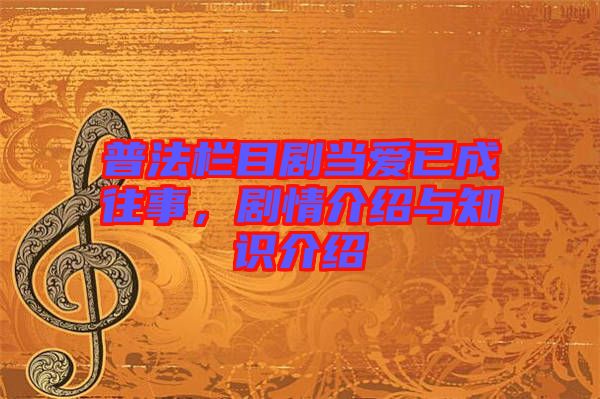 普法欄目劇當(dāng)愛已成往事，劇情介紹與知識介紹