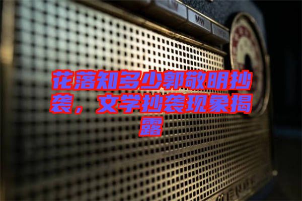花落知多少郭敬明抄襲，文學(xué)抄襲現(xiàn)象揭露
