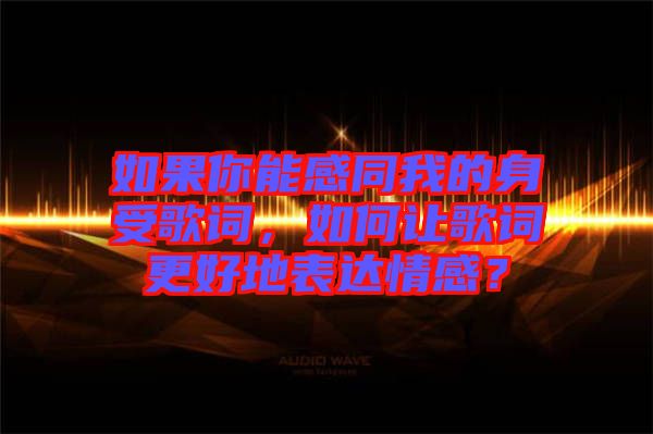 如果你能感同我的身受歌詞，如何讓歌詞更好地表達(dá)情感？
