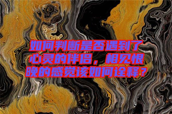 如何判斷是否遇到了心靈的伴侶，相見恨晚的感覺該如何詮釋？