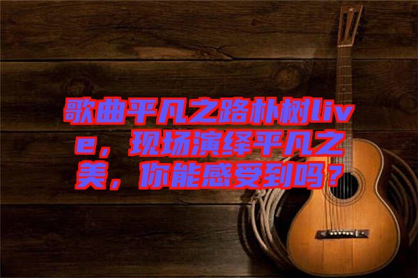 歌曲平凡之路樸樹live，現(xiàn)場(chǎng)演繹平凡之美，你能感受到嗎？