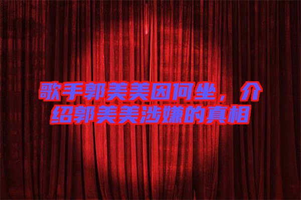 歌手郭美美因何坐，介紹郭美美涉嫌的真相