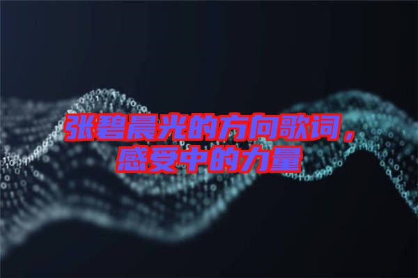 張碧晨光的方向歌詞，感受中的力量
