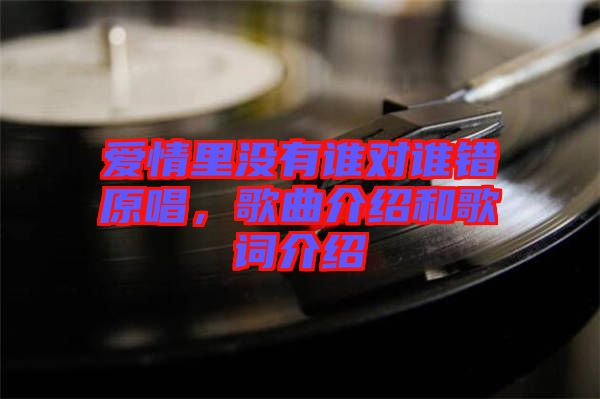 愛情里沒有誰對誰錯原唱，歌曲介紹和歌詞介紹