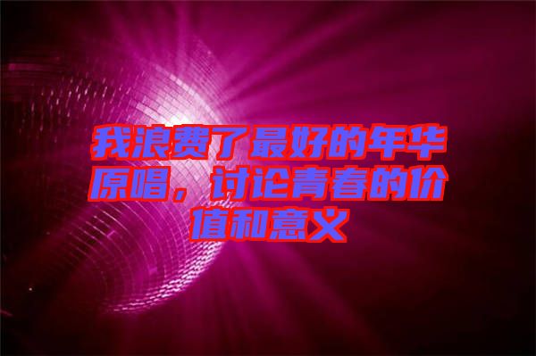 我浪費了最好的年華原唱，討論青春的價值和意義