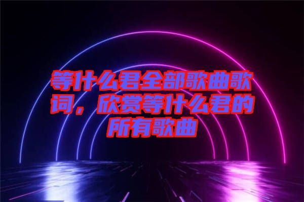 等什么君全部歌曲歌詞，欣賞等什么君的所有歌曲