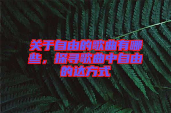 關(guān)于自由的歌曲有哪些，探尋歌曲中自由的達(dá)方式