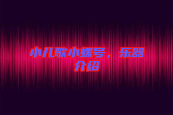 小兒歌小螺號(hào)，樂(lè)器介紹