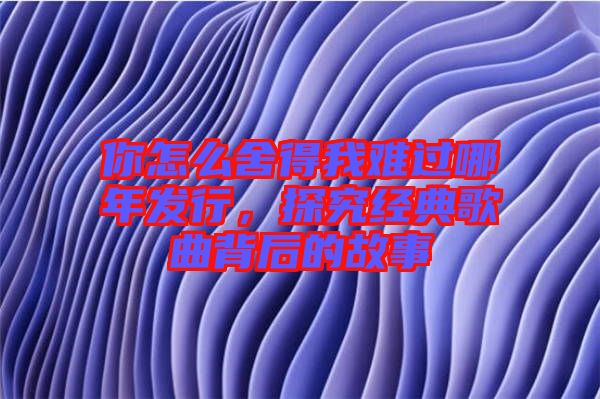 你怎么舍得我難過哪年發(fā)行，探究經(jīng)典歌曲背后的故事