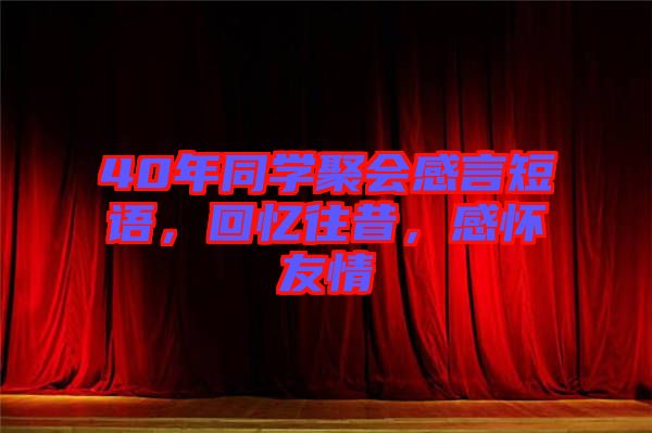 40年同學聚會感言短語，回憶往昔，感懷友情