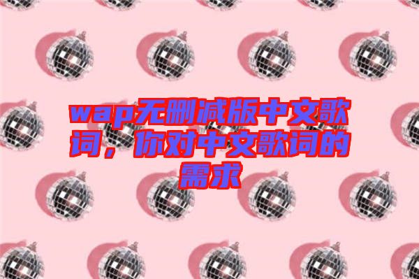 wap無刪減版中文歌詞，你對中文歌詞的需求
