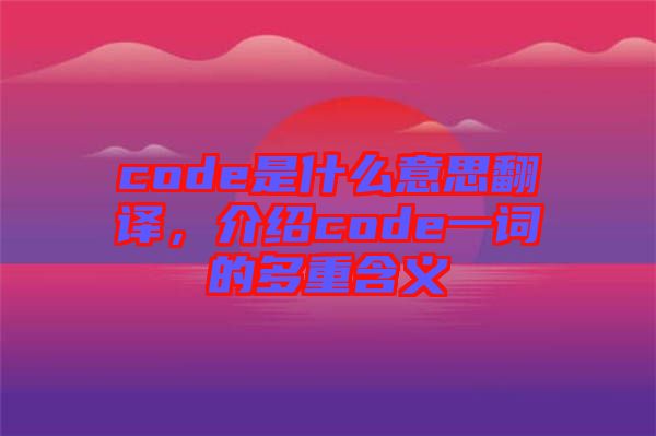 code是什么意思翻譯，介紹code一詞的多重含義