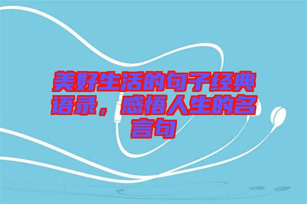 美好生活的句子經(jīng)典語錄，感悟人生的名言句