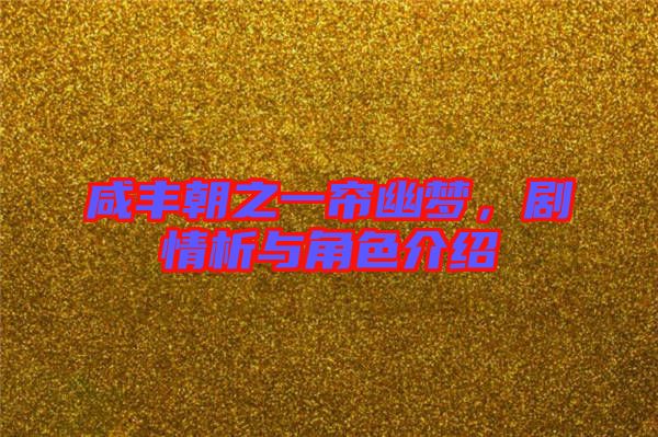 咸豐朝之一簾幽夢，劇情析與角色介紹