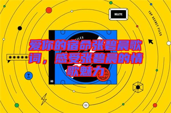 愛(ài)你的宿命張碧晨歌詞，感受張碧晨的情歌魅力