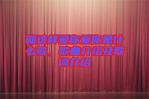 就這樣愛你愛你是什么歌，歌曲介紹及歌詞介紹
