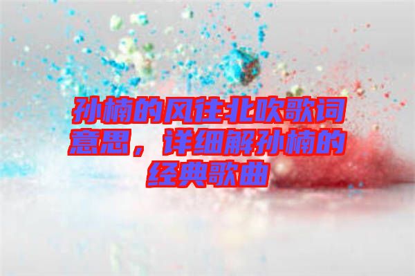 孫楠的風(fēng)往北吹歌詞意思，詳細(xì)解孫楠的經(jīng)典歌曲