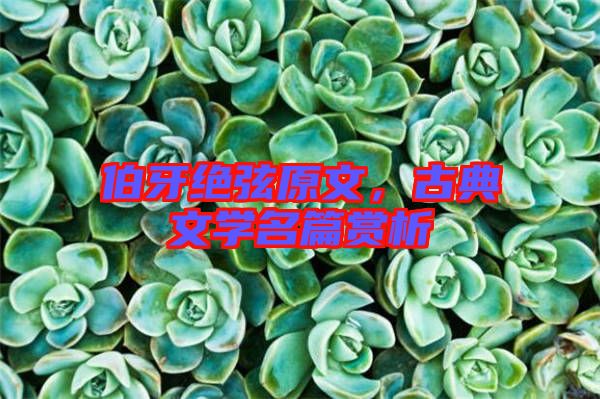 伯牙絕弦原文，古典文學(xué)名篇賞析