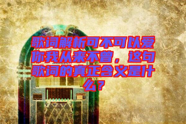歌詞解析可不可以愛你我從來不曾，這句歌詞的真正含義是什么？