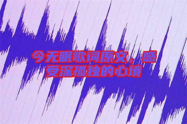 今無眠歌詞原文，感受深孤獨(dú)的心境