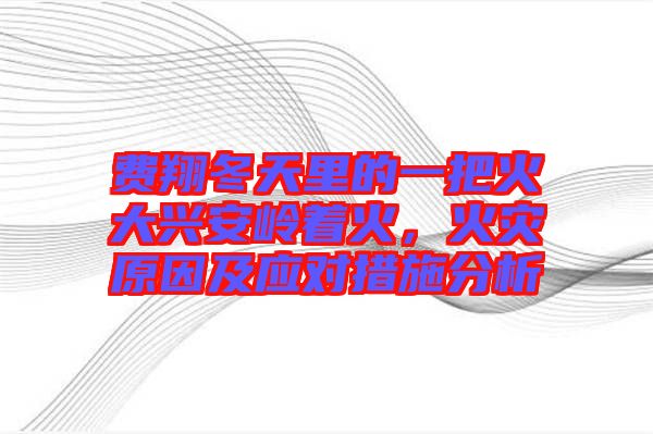 費(fèi)翔冬天里的一把火大興安嶺著火，火災(zāi)原因及應(yīng)對措施分析