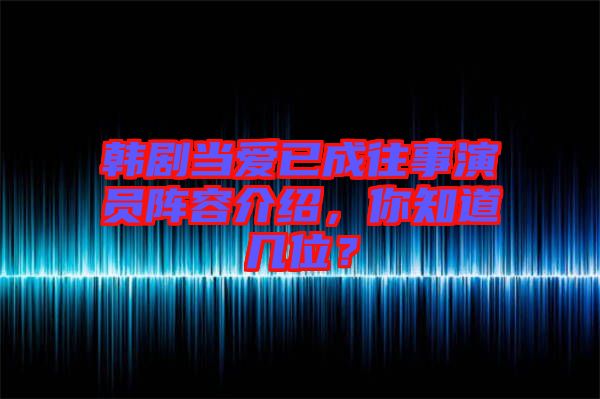 韓劇當(dāng)愛已成往事演員陣容介紹，你知道幾位？