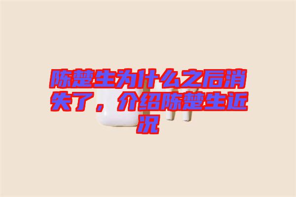 陳楚生為什么之后消失了，介紹陳楚生近況